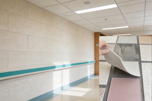 A modern living room with a flexible stone accent wall