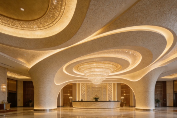 Close-up of a flexible stone sheet being bent