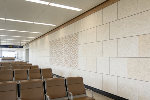 A comparison image showing a heavy stone slab next to a lightweight flexible stone sheet