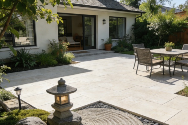 Close-up of a dark porcelain paver texture