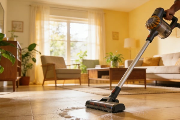 a clean and shiny porcelain tile floor