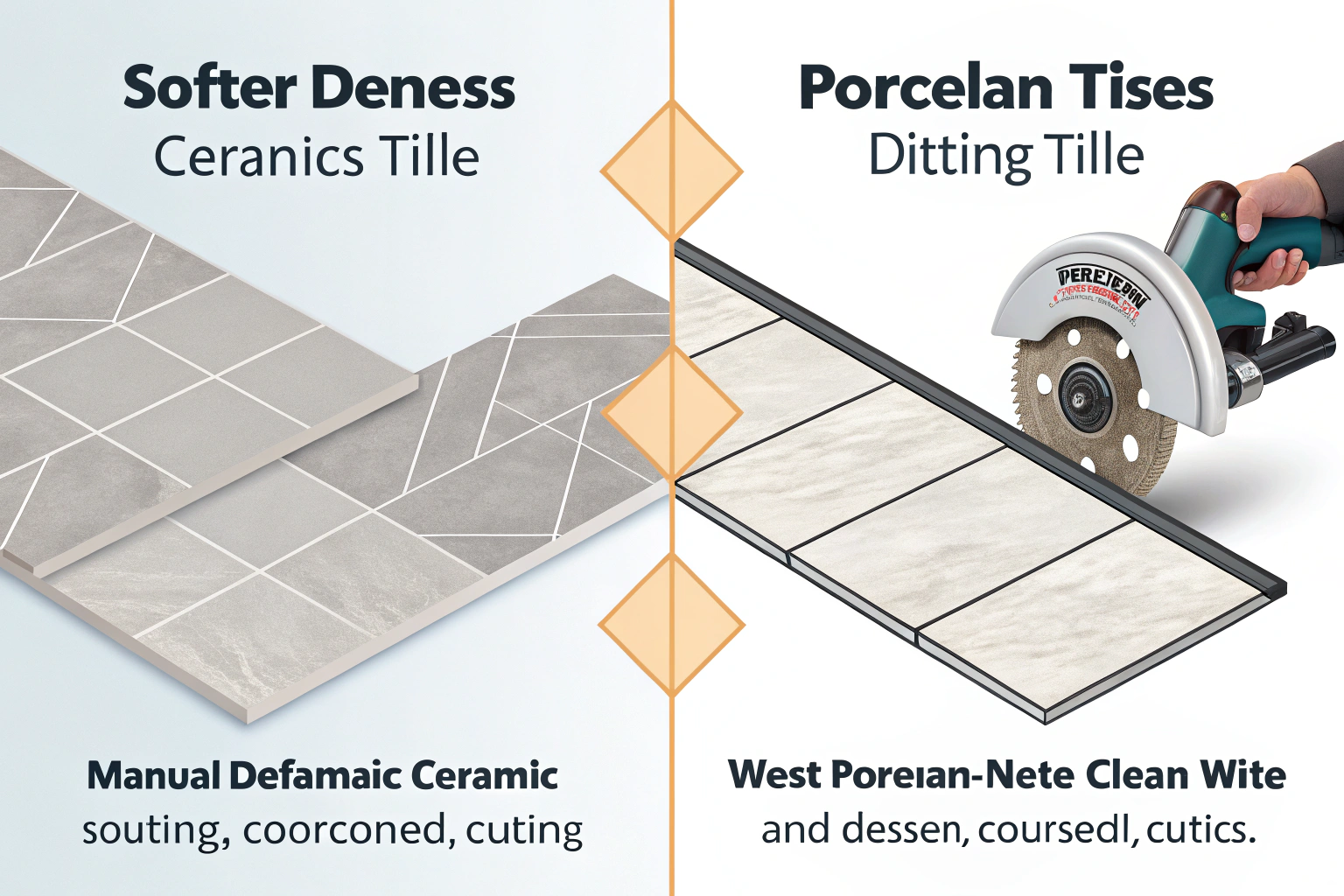 Tile Cutting Tools A simple score-and-snap tile cutter next to a more complex wet saw