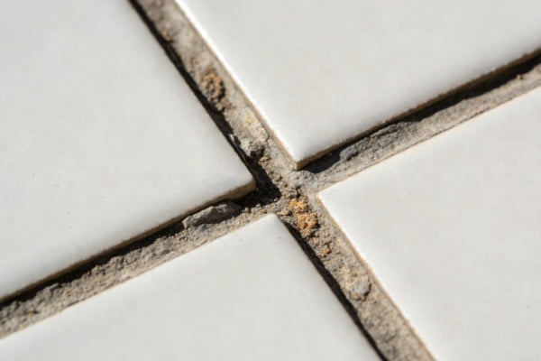 An image showing tile tenting or buckling due to lack of expansion joints