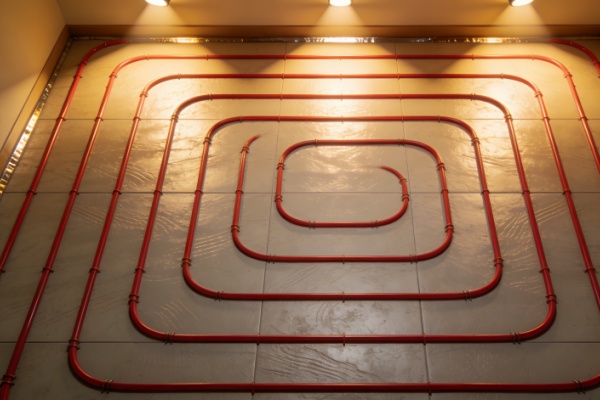 Underfloor heating system under porcelain tiles