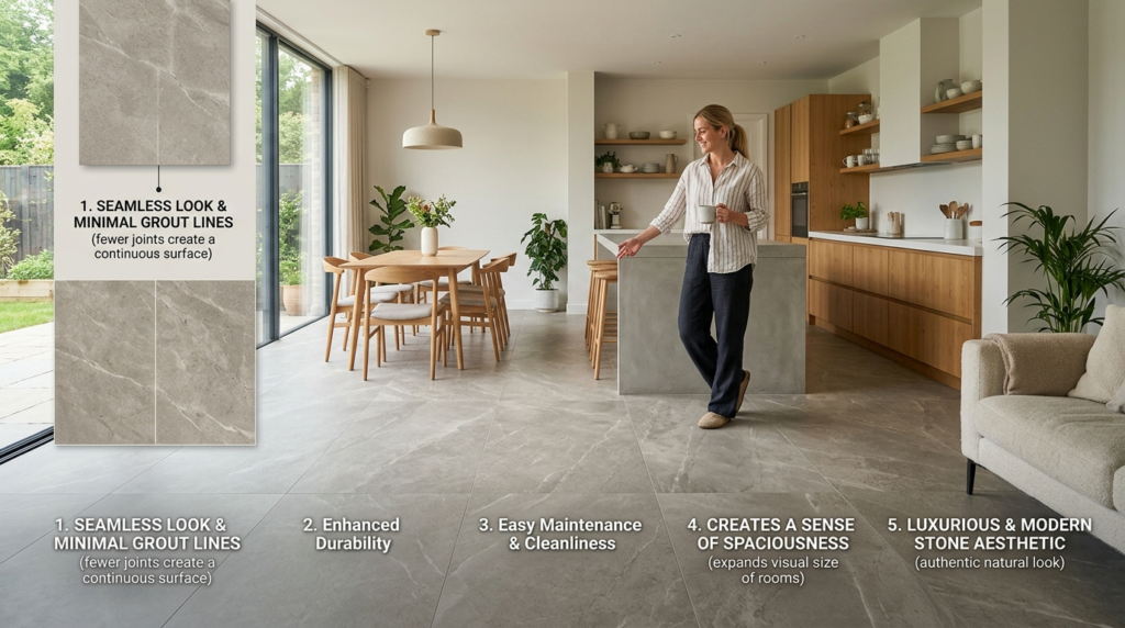 Қосымша үлкен форматтағы тас плиткалардың 5 пайдасы