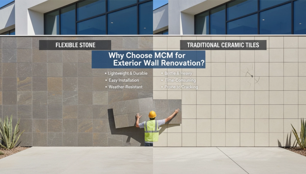 Flexible Stone vs Ceramic Tiles MCM for Exterior Walls