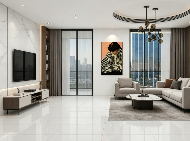 Carreau de sol en porcelaine - Design marbre - 918023TAL