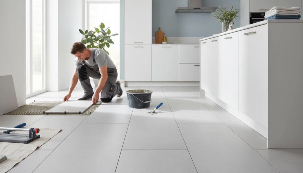 Guide pour la pose de carrelage en porcelaine sur un sol de cuisine